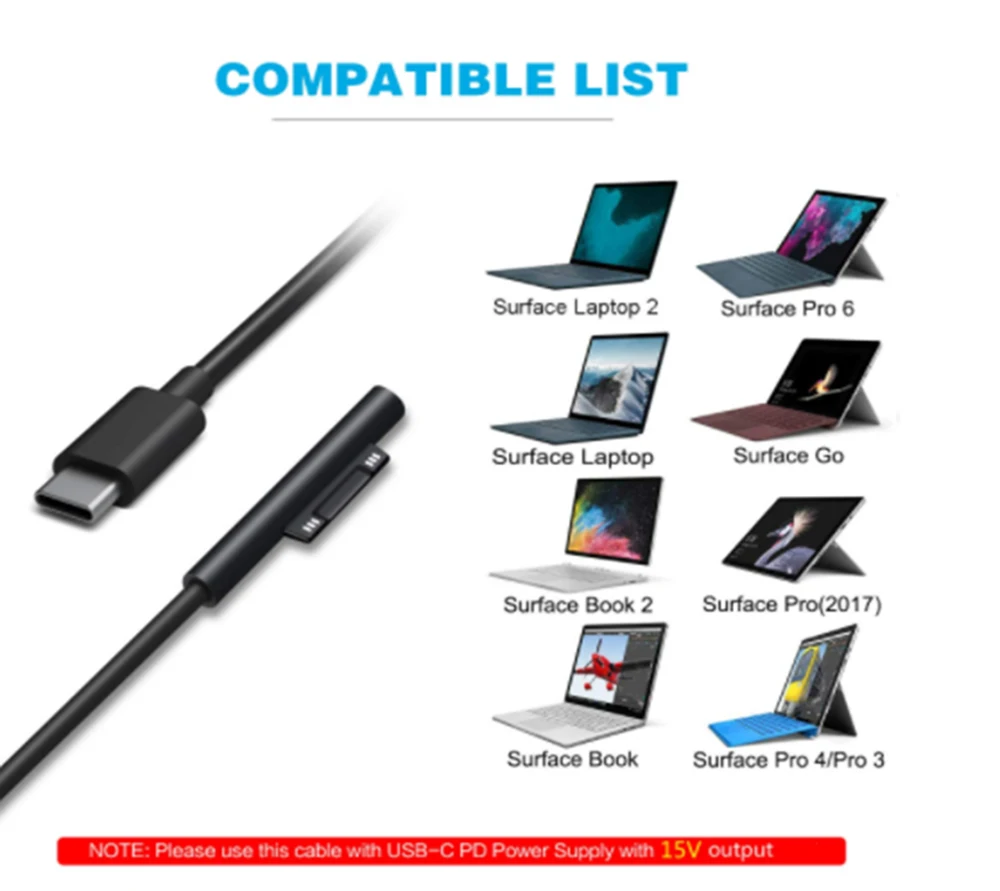 USB-кабель для зарядки Microsoft Surface Pro 3/4/6 / Go/Laptop/Book | Компьютеры и офис