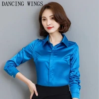 spring summer elegant stain shirts female long sleeve blouse ladies office ol style shirts blusas women tops