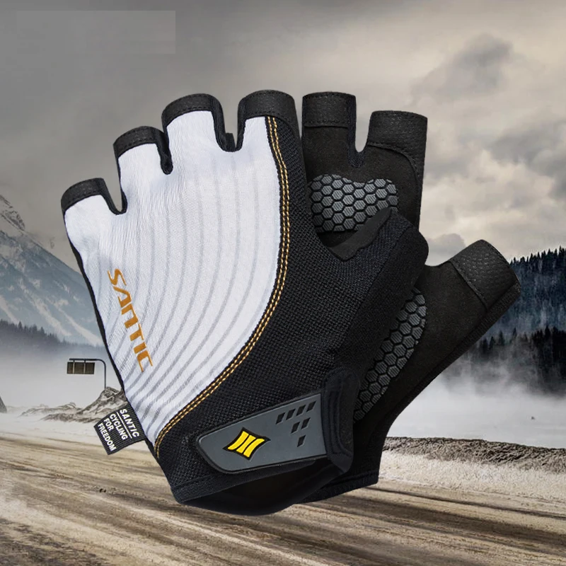Santic Men Cycling Short Gloves Half Finger MTB Cool Feeling Breathable Anti-pilling Anti-static Sun-protective Summer M7C09058 |