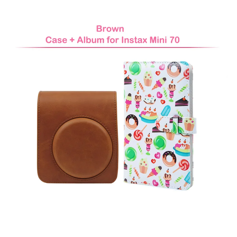 Brand Quality PU Leather Case Bag with Shoulder Strap + 96 Pockets Photo Album for Fujifilm Instax Mini 70 Instant Film Camera |