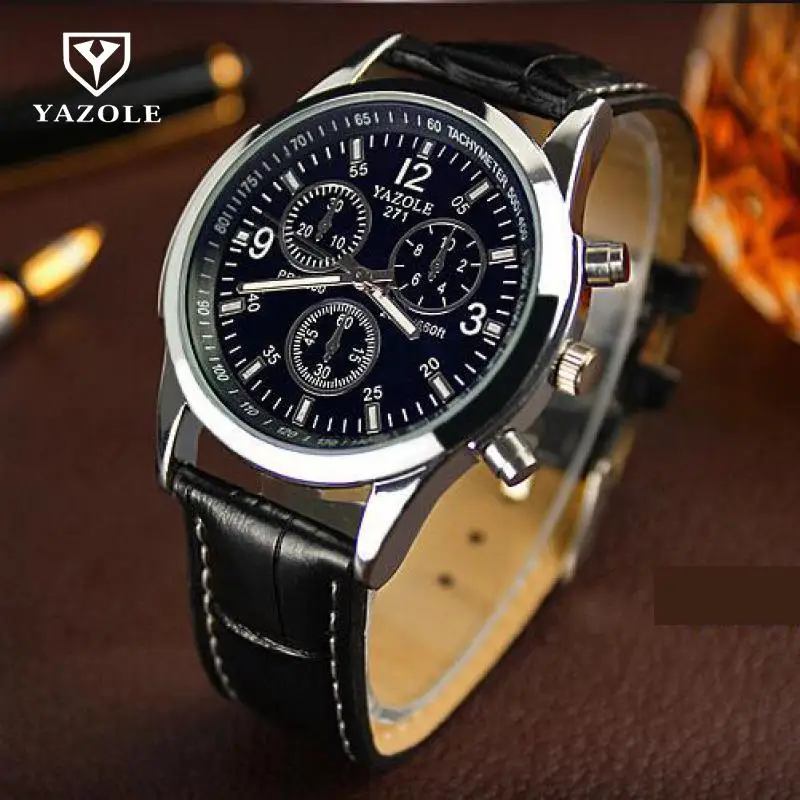 Мужские кварцевые часы из натуральной кожи деловые с Циферблатом нержавеющей