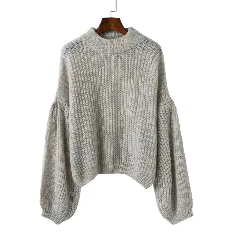 2017 autumn lantern sleeve Sweater women high neck red loose winter knitted Pullovers Casual Knitwear casual Clothing | Женская одежда