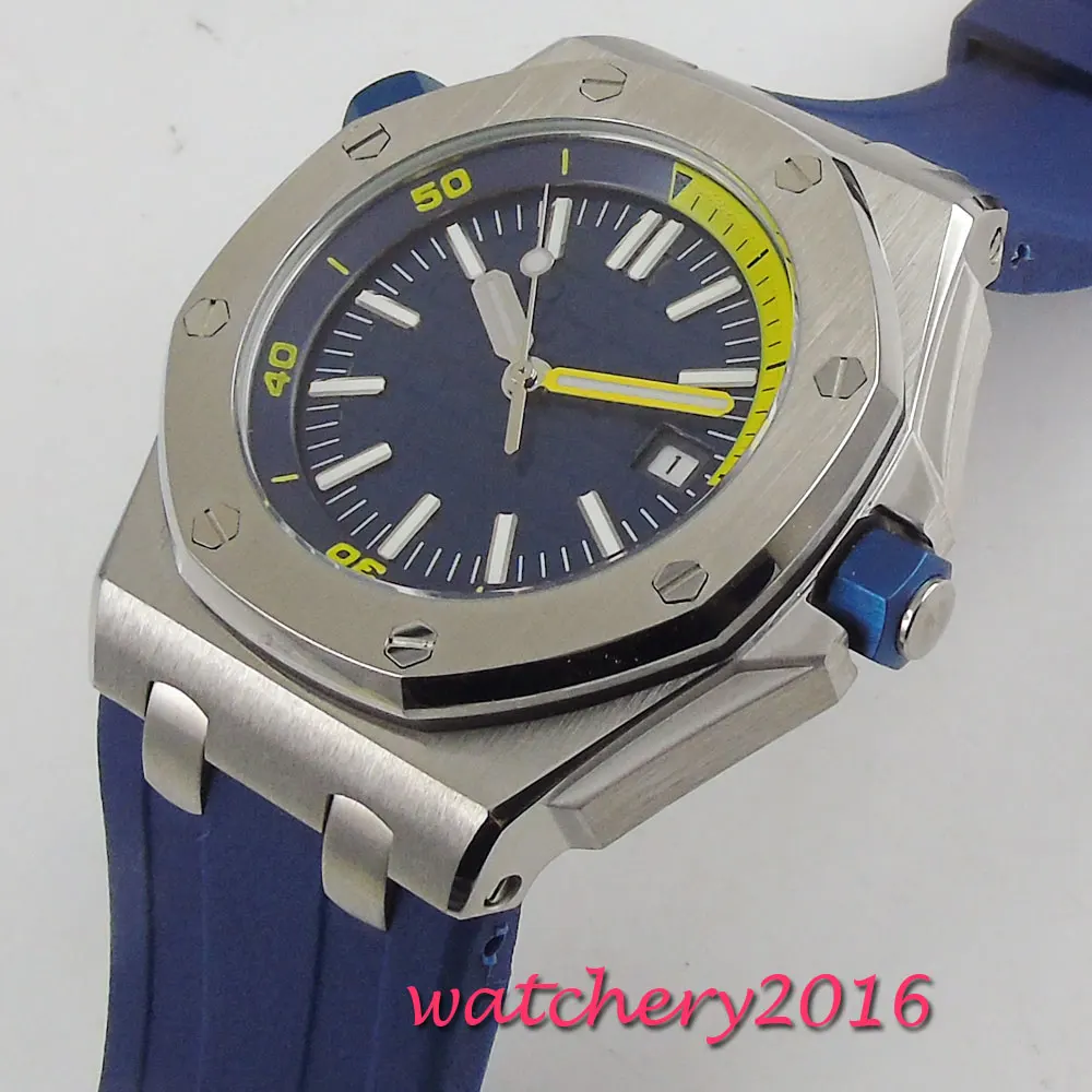Роскошные мужские часы Relogio Masculino лучший бренд резиновые 21 Jewels Miyota военные модные