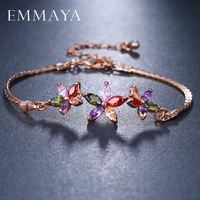emmaya aaa cz crystal flower bracelet femme rose gold color women bracelets chain jewelry for lady lovers gift