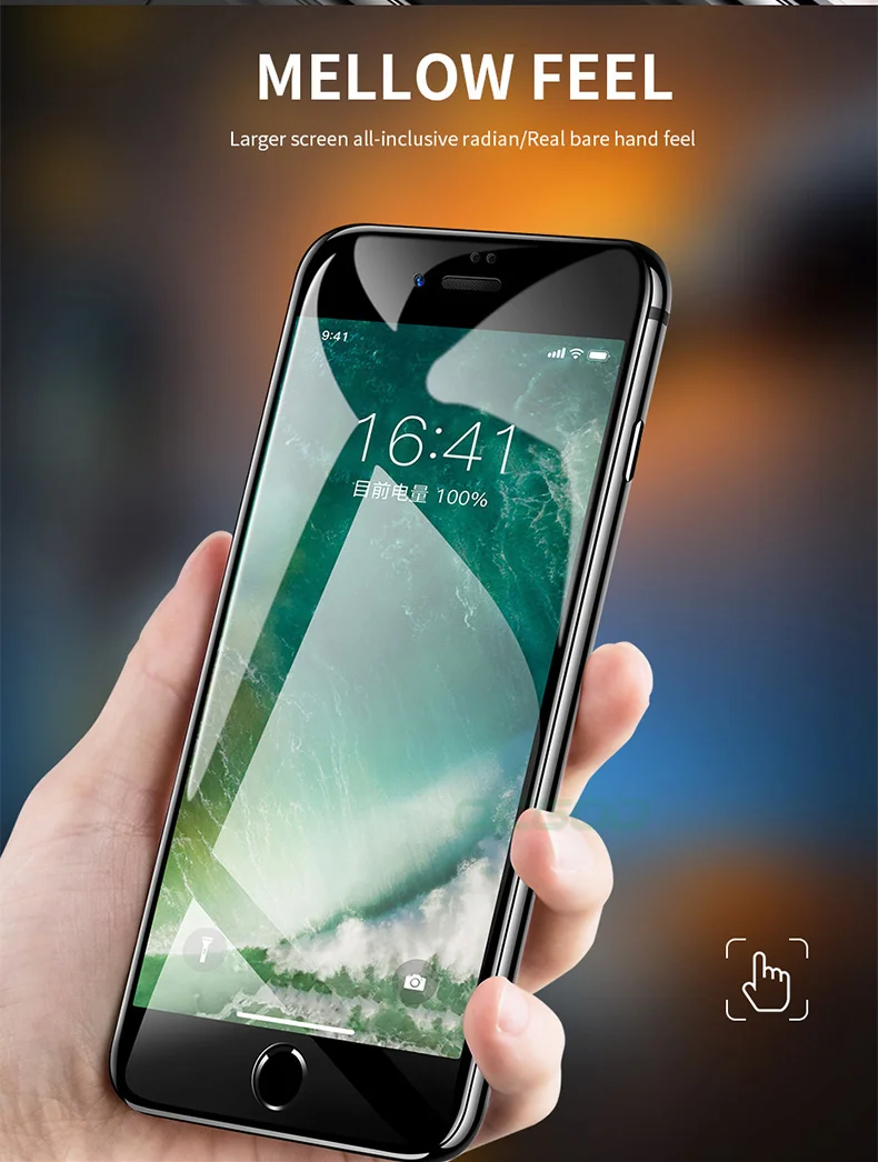 6D изогнутое полное покрытие краев закаленное стекло для iPhone 8 7 6 Plus X Защита экрана для iPhone 7 8 6 6s Plus защитное стекло flim