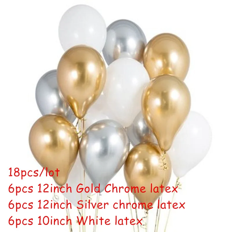 Balloon Style 3 18 шт цвета: золотистый, серебристый Chrome латексные шары Свадьба День Рождения вечерние украшения Дети конфетти 12 дюймов металлик латексные Air Гелиевый шар - Цвет: Balloon Style 3