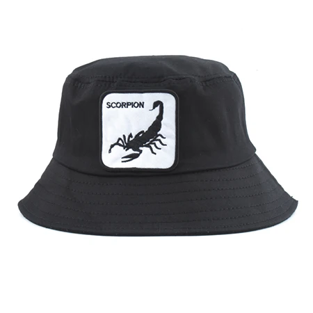 scorpion Животного Панама с вышивкой Для мужчин рыбаловедские Снасти Шляпа Для женщин летнее солнце кепка с покрывалом хип-хоп Улица Боб Hat - Цвет: scorpion