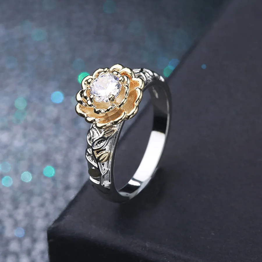 2017 Винтаж с цветочным принтом стекируемые кольцо для Для женщин Свадебные