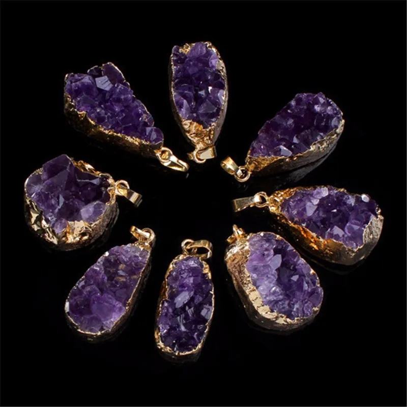 Натуральный фиолетовый кристалл геодезический кварц неправильный Кристалл друзы кластер кулон ИСЦЕЛЕНИЕ фэн шуй каменные минералы украшение дома