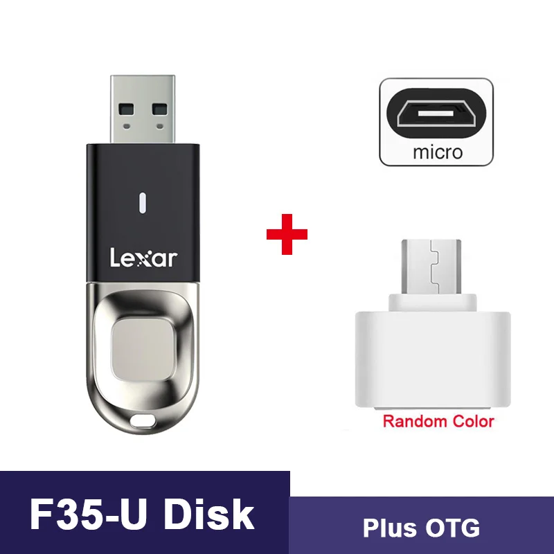 F35-Plus-OTG Lexar флеш-накопитель usb 3,0 32 Гб 64 Гб 128 ГБ Флешка u-диск usb карта памяти с шифрованием отпечатков пальцев F35 - Цвет: F35-Plus-OTG
