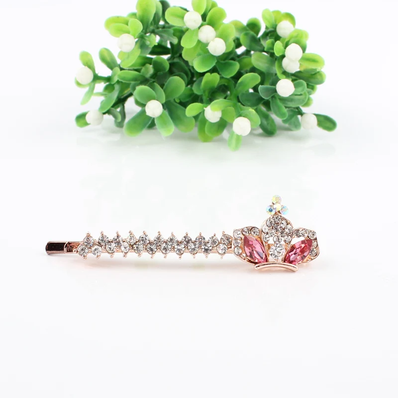 Hair jewelry rhinestones purple pink blue hair clip imperial crown shape brand alloy plated head accessories 1 piece | Украшения и