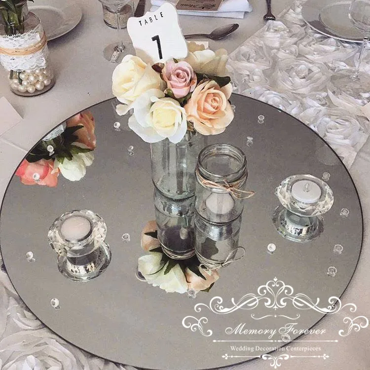 Круглый зеркальный поднос для свечей/тарелка свадебного торжества декор