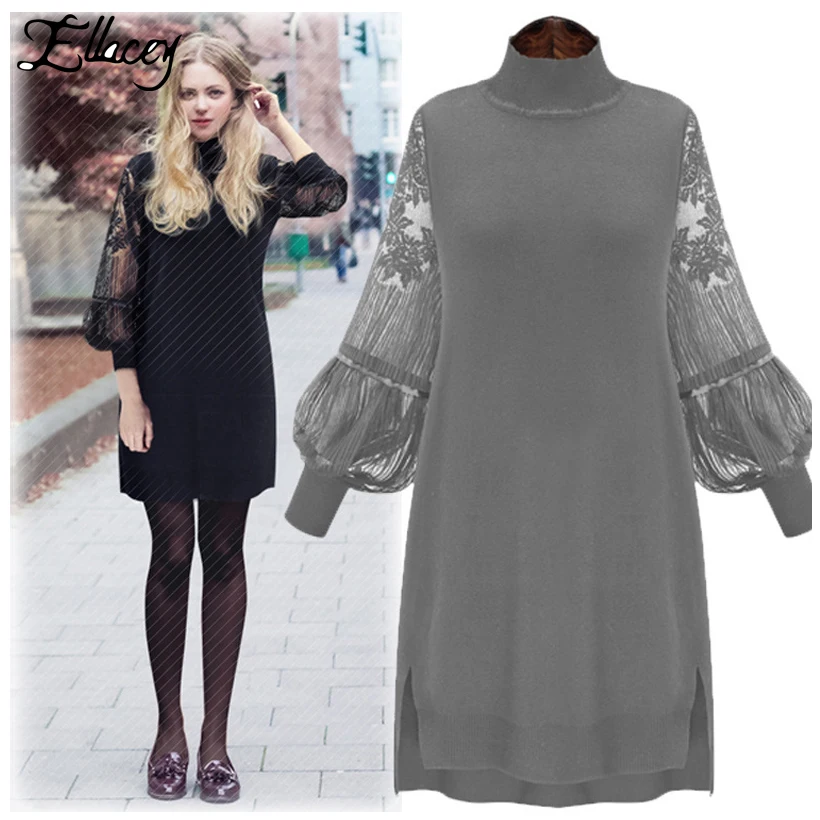 Новое поступление весна осень фонарь длинный рукав платье женское винтажное