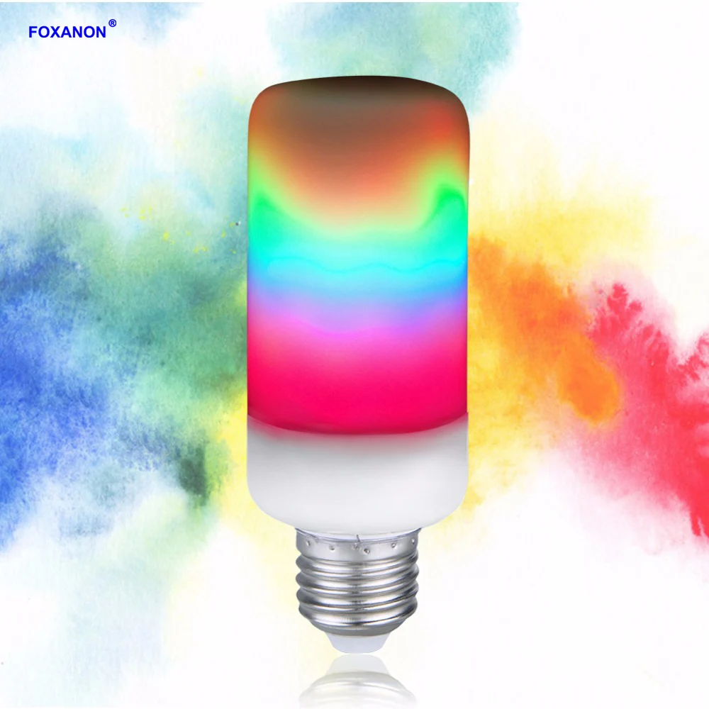 Foxanon Colorful Rainbow Led Bulb Light E27 E14 E12 B22 3Modes 2835SMD Flame Effect LED Lamp 5W 7W 9W 220V 110V Home Decor | Лампы и