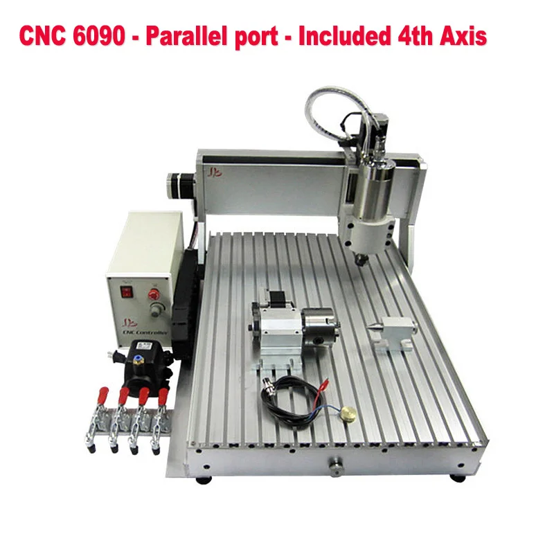 LPT 4axis Model LY CNC 6090 Z-VFD 1500 Вт шпиндель с водяным охлаждением ШВП фрезерный станок для дерева и металла кВт Мини гравировальный станок - Цвет: LPT 4axis Model