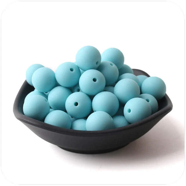 blue 10 шт. 15 мм Силиконовые Круглые Бусины DIY Ювелирные изделия прорезывание зубов шеи Детские Прорезыватели Для детская пустышка цепи пищевого качества силиконовые бусины продукты - Цвет: blue