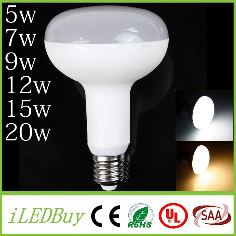 Новинка R39 R50 R63 R80 R90 R95 Светодиодная лампа E27 5 Вт 7 9 12 15 20 AC85 265V Теплый Холодный белый