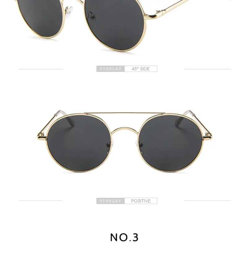 RBRARE Metal Round Frame Sunglasses Women Trend Retro Double Beam Sun Glasses Vintage Luxury Pink Ocean Lens Eyeglasses