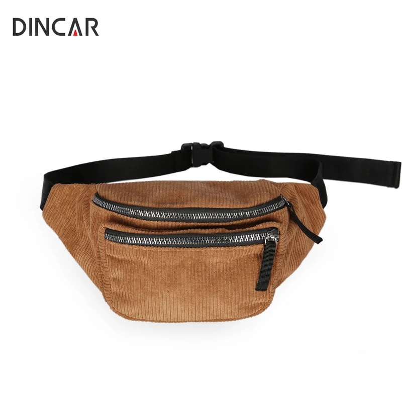 DINCAR/модные Вельветовые женские карманы, Женские однотонные Сумки на талии, 6 цветов, высокое качество, женский кошелек,, новые стили