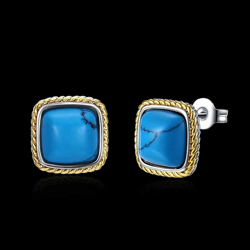 Модные серьги-гвоздики с квадратным камнем калаллейт для женщин белое