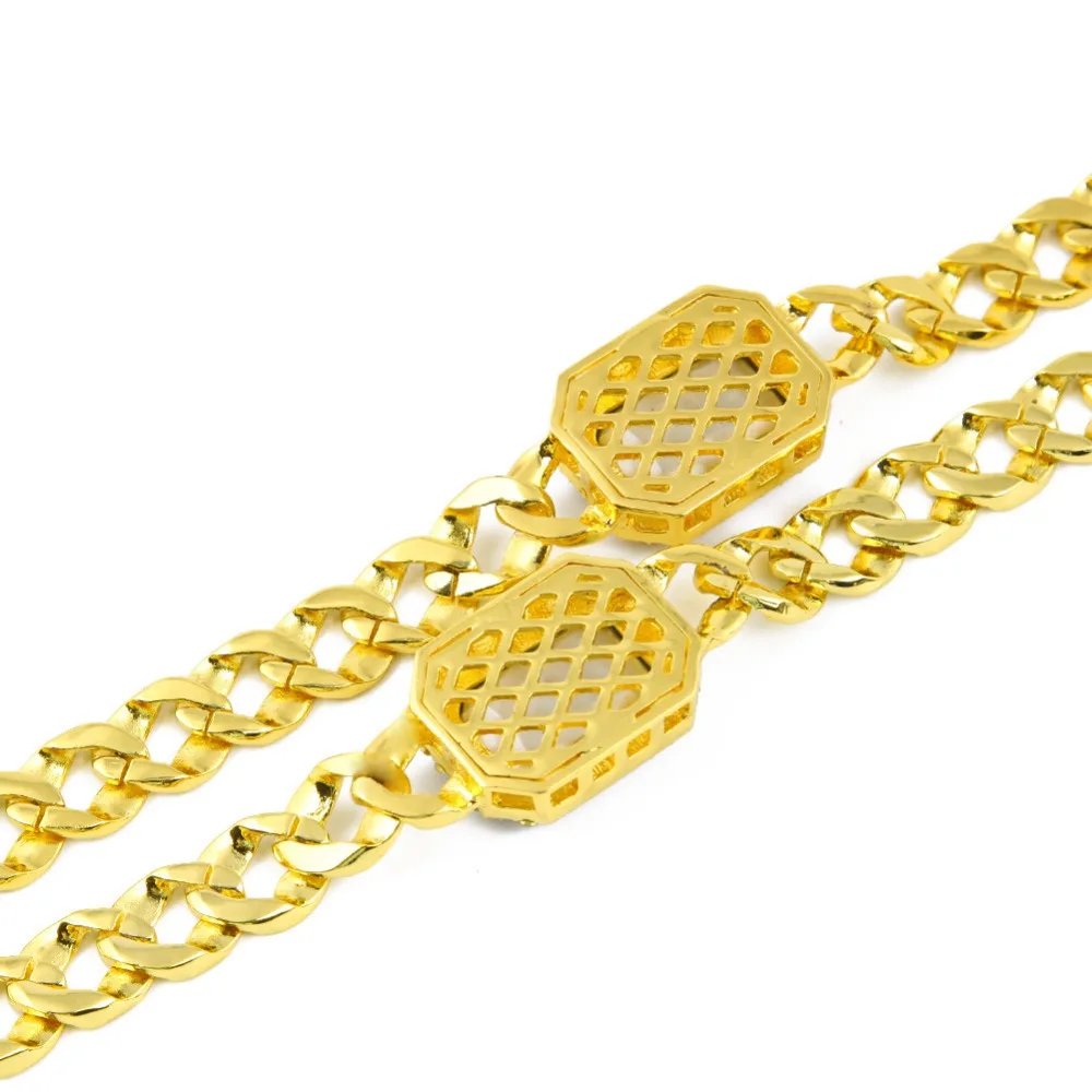 

Exaggerated Men Hip Hop Bling Iced Out T Show Chain Necklace Gold Electroplated MIAMI CUBAN LINK Red Square Rhinestone Necklace