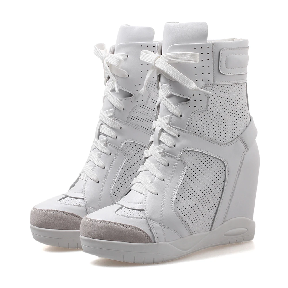 DoraTasia Brand Height Increasing Booties Ladies Genuine Leather Ankle Boots Women 2019 Female Platform High Shoes Woman 32-40