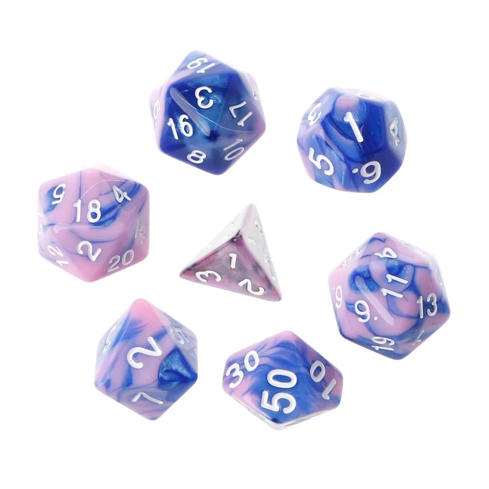 

7 шт./компл., акриловые многогранные кости для настольных игр TRPG, Dungeons And Dragons