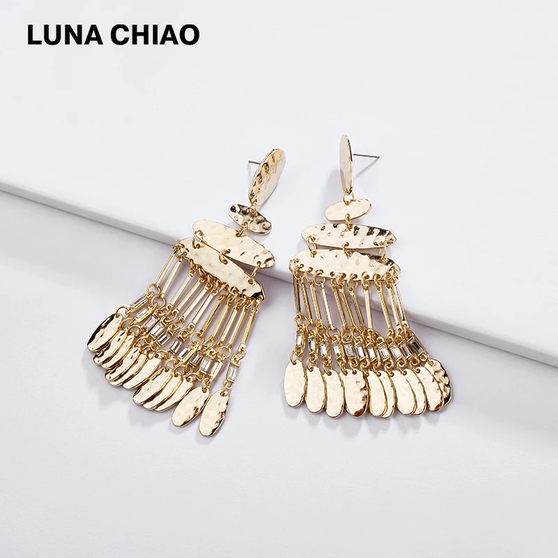 Женские металлические серьги LUNA CHIAO длинные капельки|Серьги-подвески| |