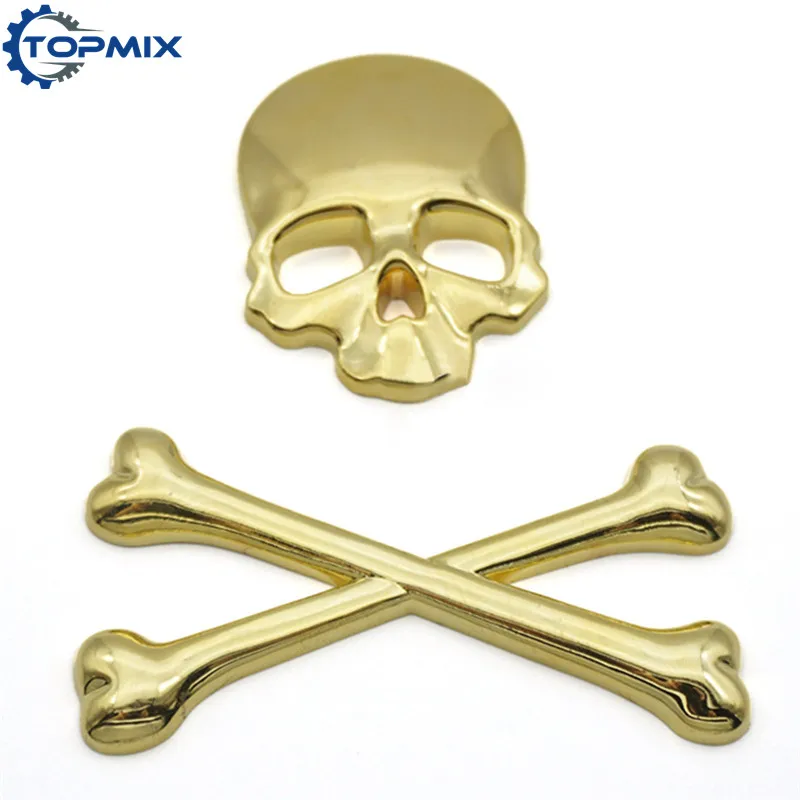 Хит продаж 3D наклейки для автомобиля металлический скелет авто этикетка Череп