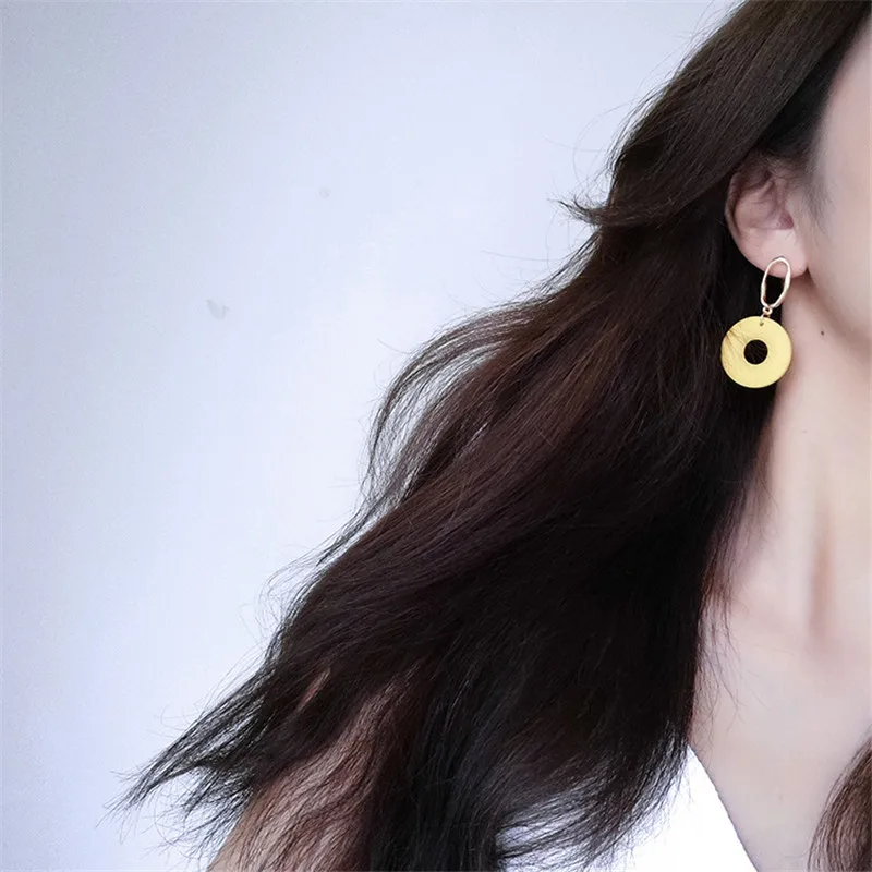 DANZE Cute Wooden Circle Flower Drop Earrings Women Vintage Statement Dangle Korean Christmas Gift Wholesale | Украшения и