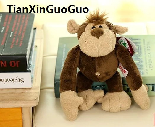 Ярко-коричневая мягкая игрушка в виде обезьяны примерно 25 см подарок на день