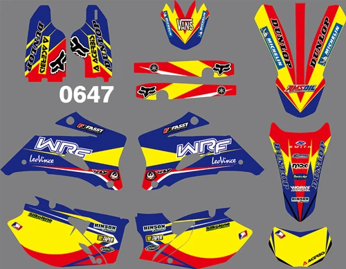 0647 3 м 5 видов стилей команда графика фоны наклейки для YAMAHA WR250F 2007-2013& WR450F 2007 2008 2009 2010 2011 - Цвет: 0647