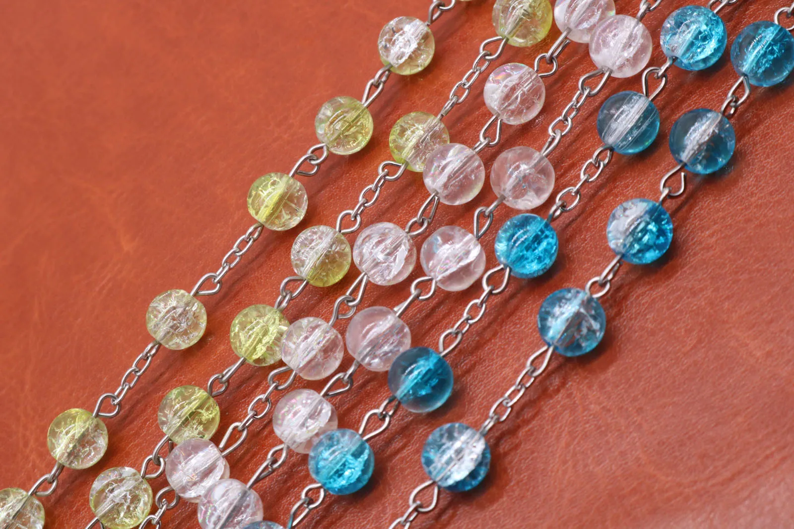Горячая 8 мм битое стекло из бисера Цепочки и ожерелья узор made девушка Jewelry