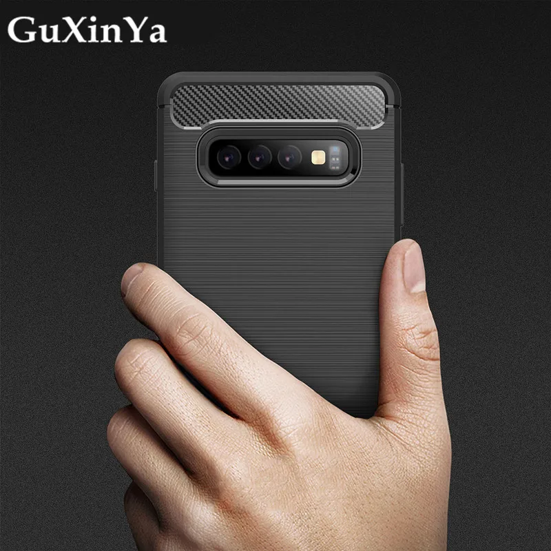 Силиконовый чехол для Samsung Galaxy S10 Plus мягкий из углеродного волокна сумка|Бамперы| |