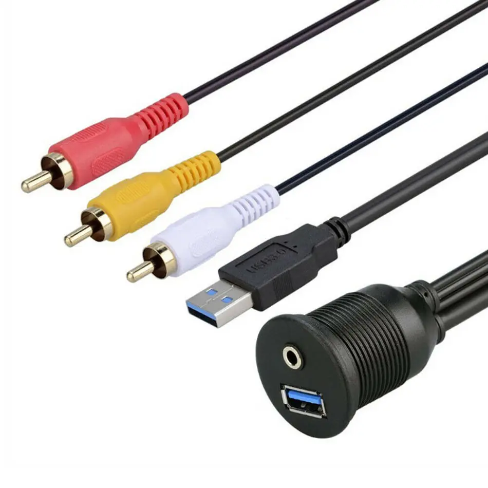 Удлинительный кабель USB 2 0 3 AM/AF + DC3.5F/3RCA Aux комплект для монтажа на аудио и видео
