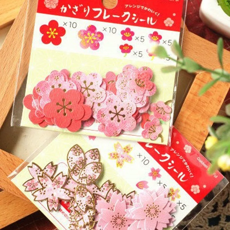 40 шт./лот позолоченный цветок Сакура Мини стикер декоративный скрапбук пуля