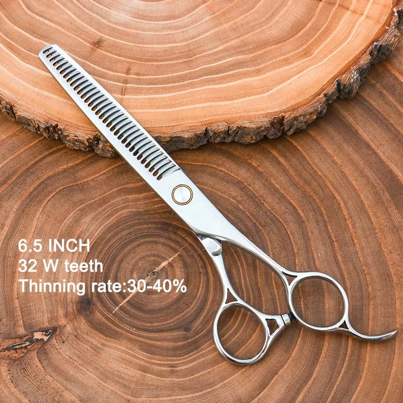 Thinning 6.5 In. 32T Профессиональные ножницы для стрижки собак 7,5 дюйма ножницы для собак 6,75 дюйма ножницы для домашних животных 6,5 дюйма филировочные ножницы матовое серебро - Цвет: Thinning 6.5 In. 32T