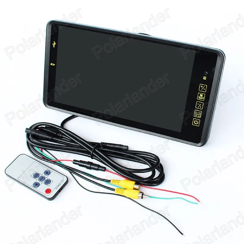 

9 Inch color TFT LCD Car Monitor display reverse priority with 2 Video Input backup reverse camera free shipping USB SD