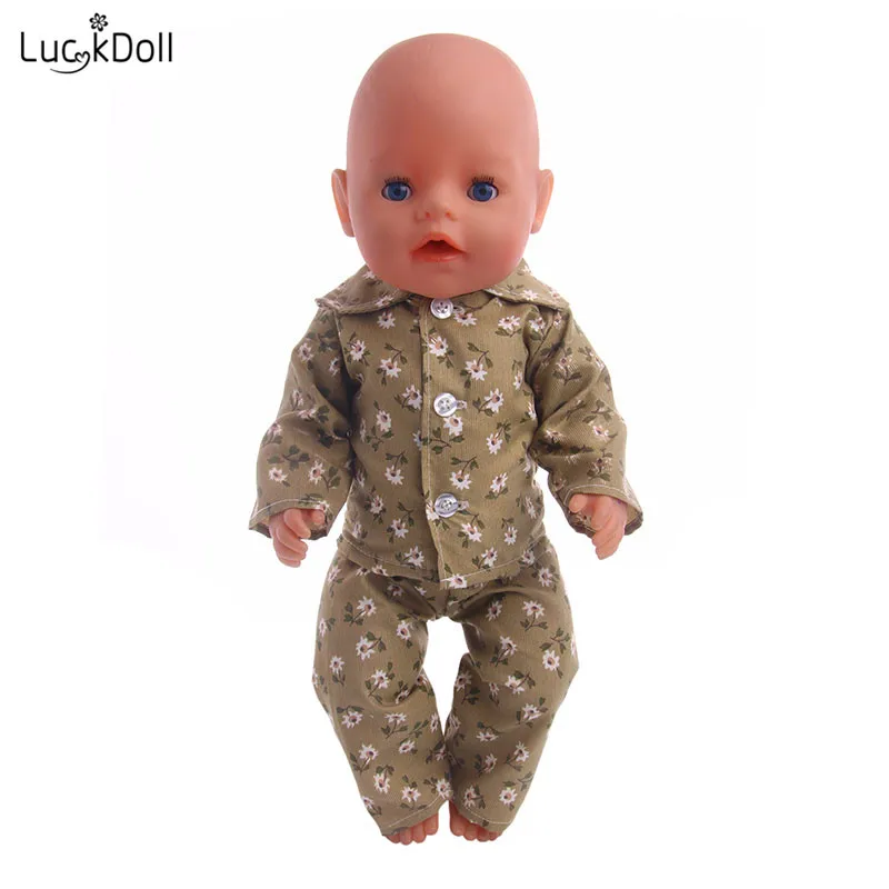 LUCKDOLL/Пижамный костюм с пуговицами подходит для 18 дюймов американский размер 43 см