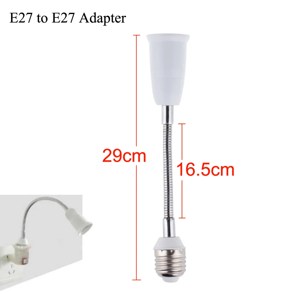 E27 TO E27 29cm TSLEEN гибкие E27 для E27 светодиодный цоколь лампы на европейскую розетку с 19 см 29 см 39 см 49 см 59 см расширение светильник держатель Конвертеры - Цвет: E27 TO E27 29cm