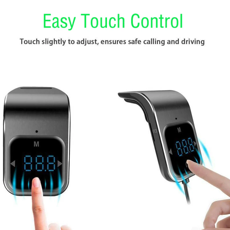 Передатчик с сенсорным управлением, Bluetooth, автомобильное радио, MP3 плеер, fm-модулятор, громкая связь, двойной USB, быстрое зарядное устройство, светодиодный