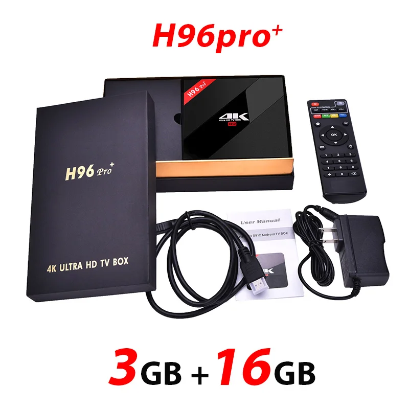 Standard 3GB 16GB H96 PRO+ плюс Смарт ТВ приставка Amlogic S912 Восьмиядерный 2 ГБ/16 ГБ 3 ГБ/32 ГБ Android 7,1 Bluetooth 4,1 ТВ приставка Wifi HDMI - Цвет: Standard 3GB 16GB
