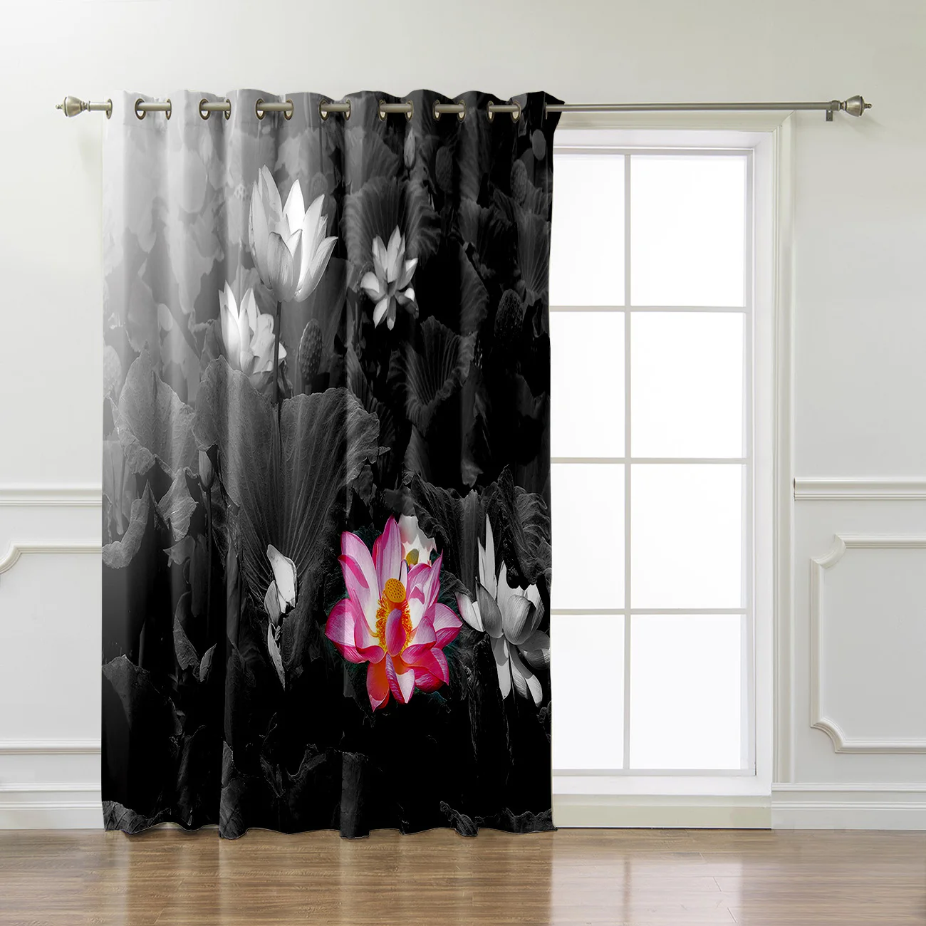 Черно-белые шторы с цветами лотоса занавески для окон Декор уличные | Дом и сад