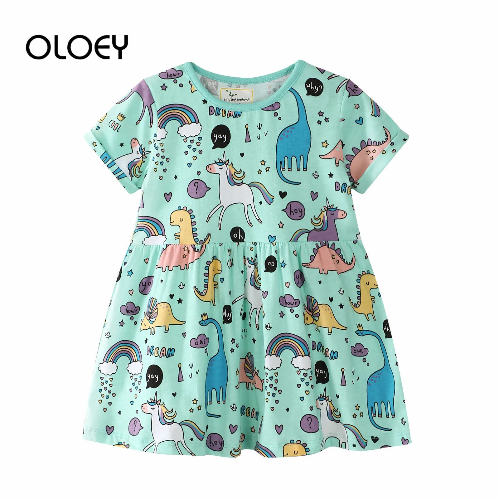 Spring and Summer New Girls Dress Cotton Round Neck Princess Flamingo Girl Skirt Cartoon Baby Nightdress 3T-6T | Детская одежда и