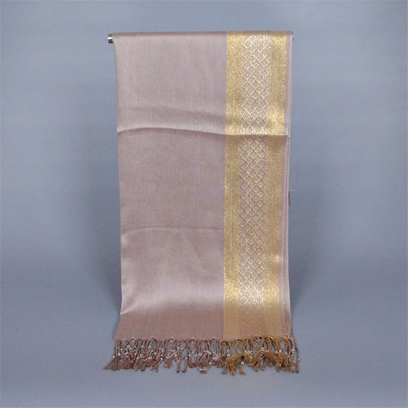 NEW women gold cotton solid color muslim head scarf shawls and wraps pashmina bandana female foulard ladies hijab stores