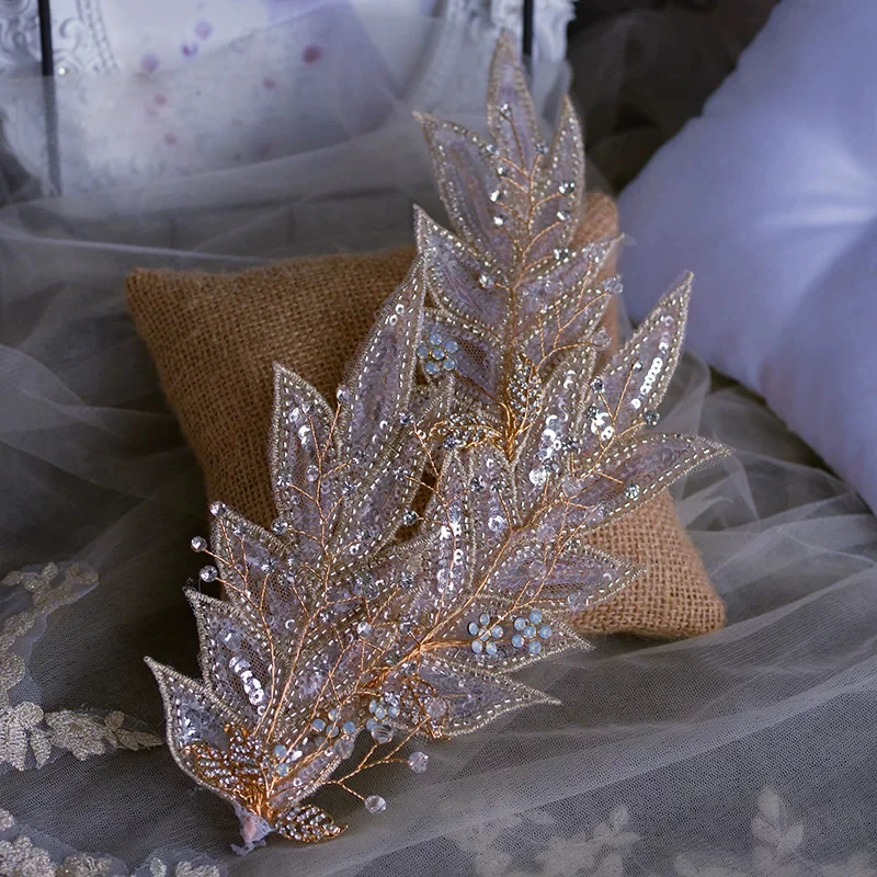 Свадебные аксессуары для волос ручной работы блестящая Заколка-тиара