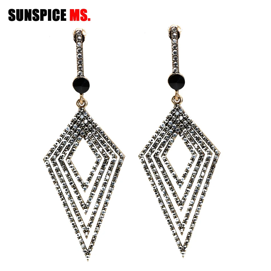 Женские серьги капельки SUNSPICE MS модные современные с кристаллами в стиле