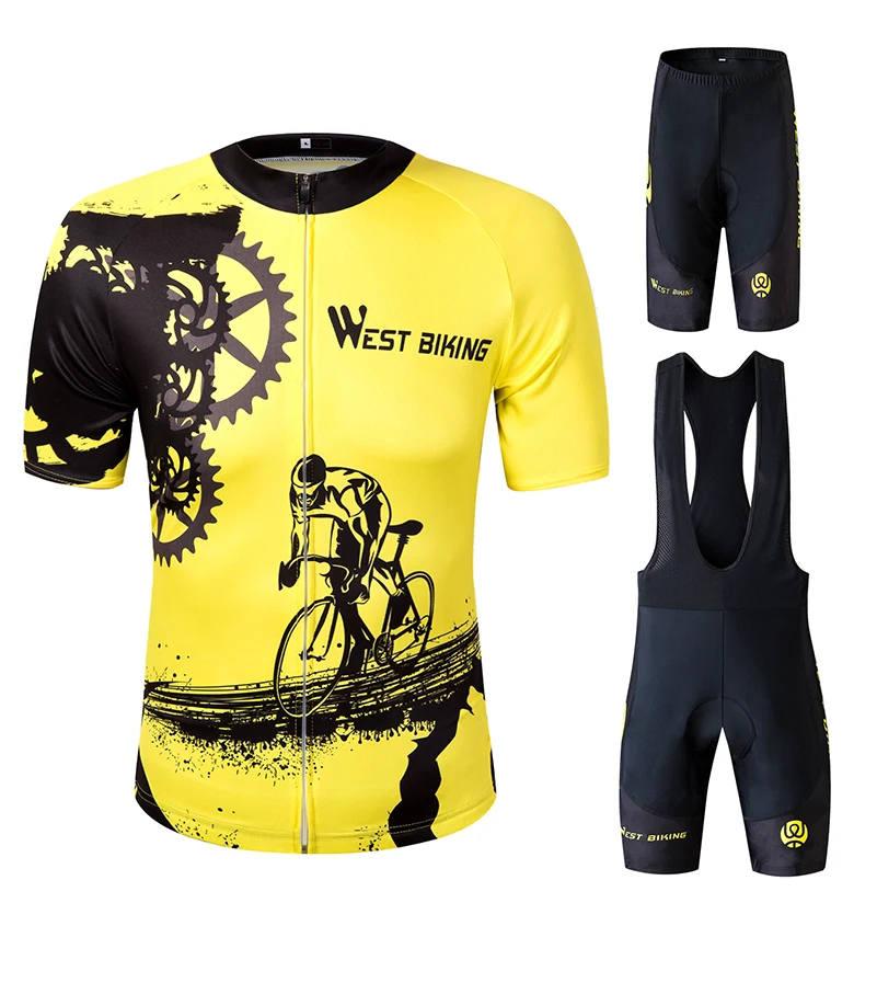 West Biking Велоспорт Джерси наборы дышащая лайкра Лето короткий рукав для мужчин MTB велосипед велосипедная одежда горный велосипед одежда