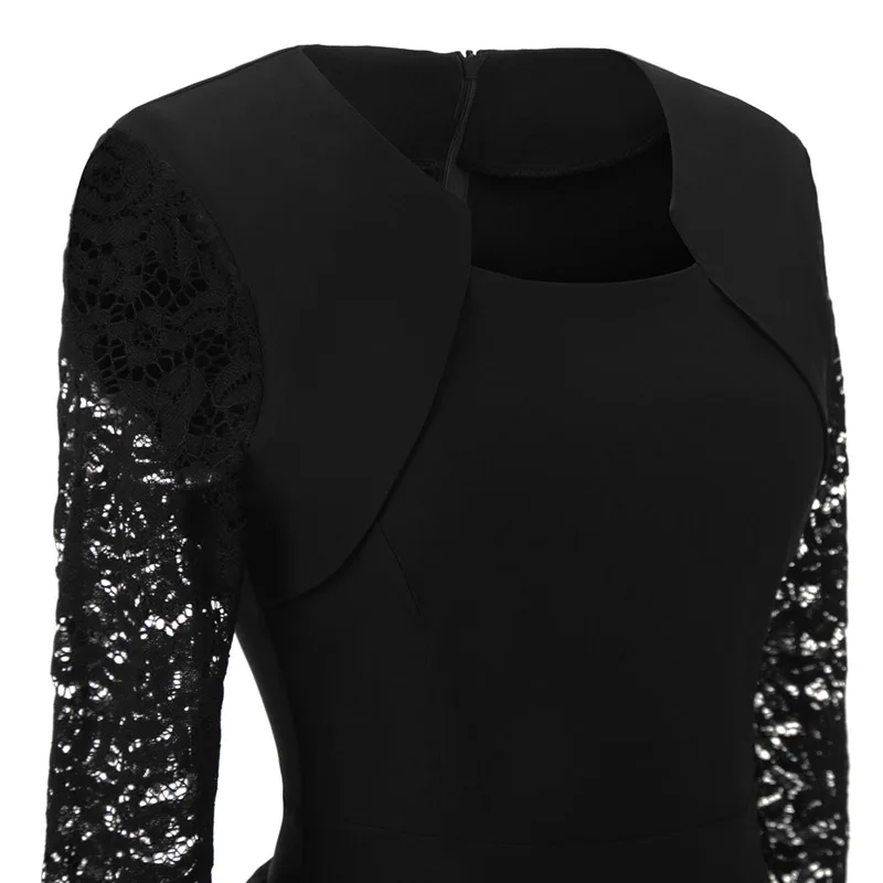 Женское кружевное платье JLI мая черное средней длины с коротким рукавом и