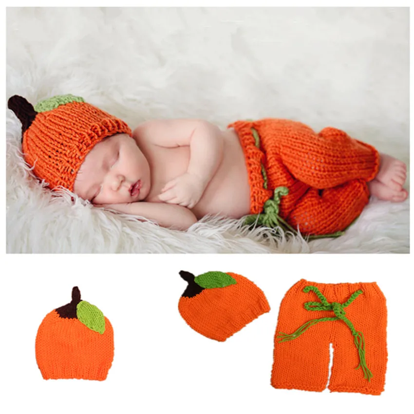 Ручная вязка Тыква Фотография Одежда oujiesi крючком Детская одежда|pumpkin baby clothes|baby